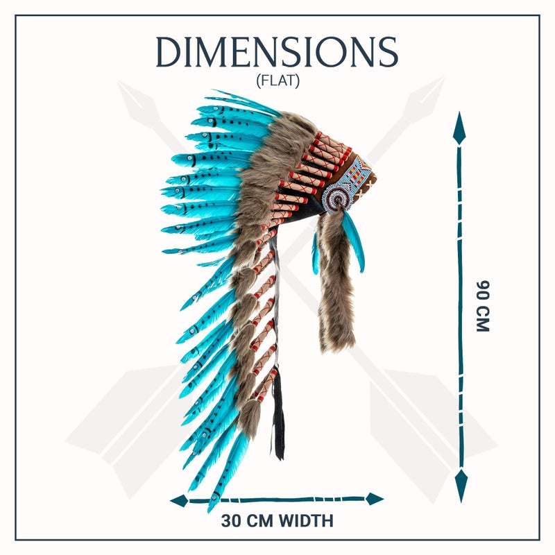 Novum Crafts Feather Headdress | Native American Indian Inspired | Aqua - Image 5